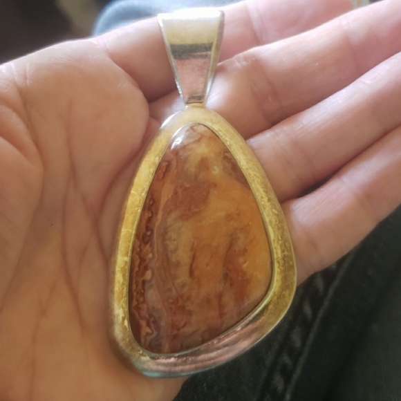 Vintage Sterling Silver Jay King DTR Trading Company Large Brown Jasper Pendant - Picture 8 of 11